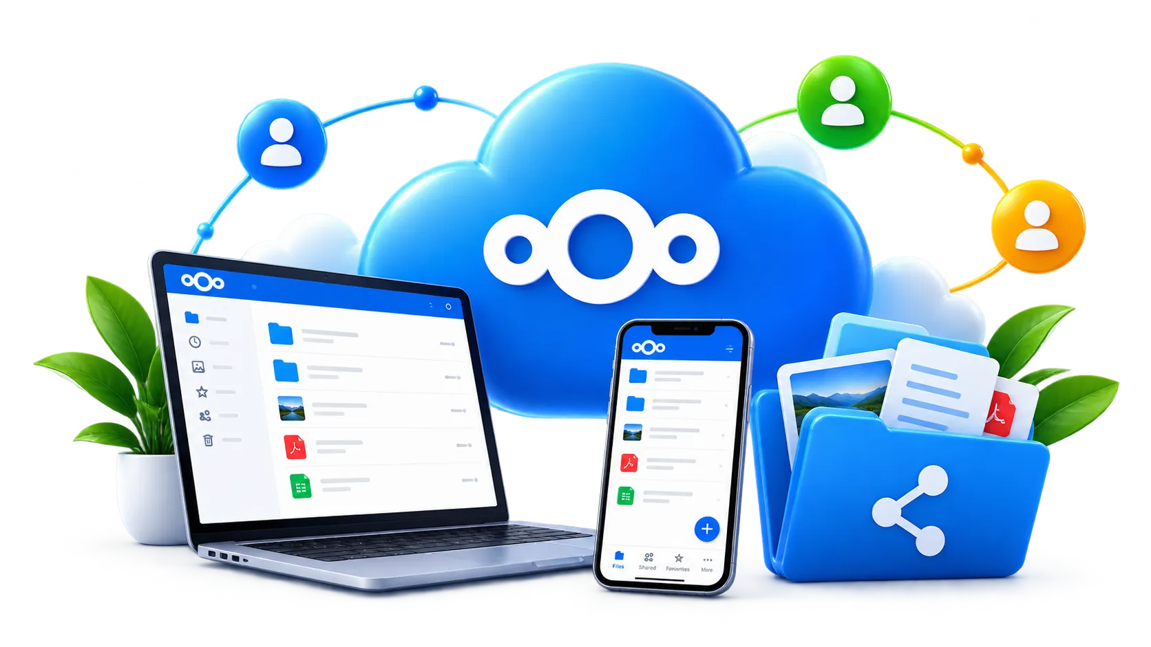 Nextcloud file sharing interface showing shared files and folders